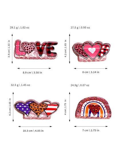 Beau - Valentine's Day Pink Heart  Hair Clips