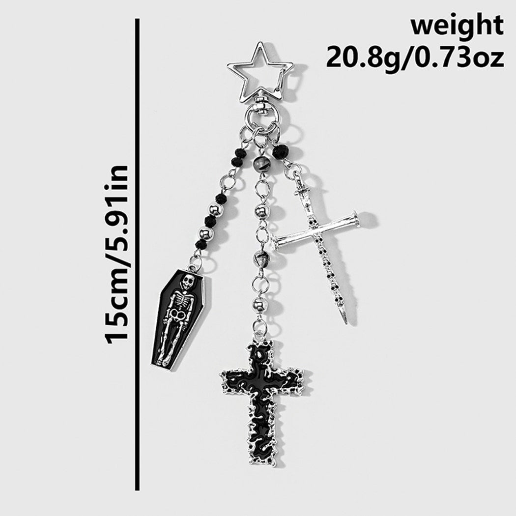 Keypus - Halloween Theme Rose Cross Keychain