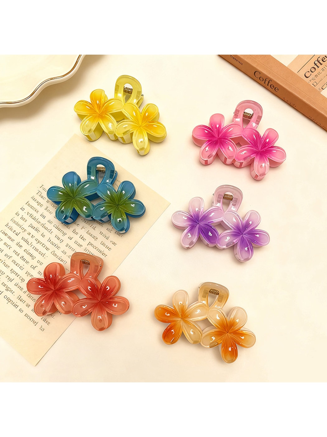 Beau - Sweet Floral Double Bloom Hair Claw Clip