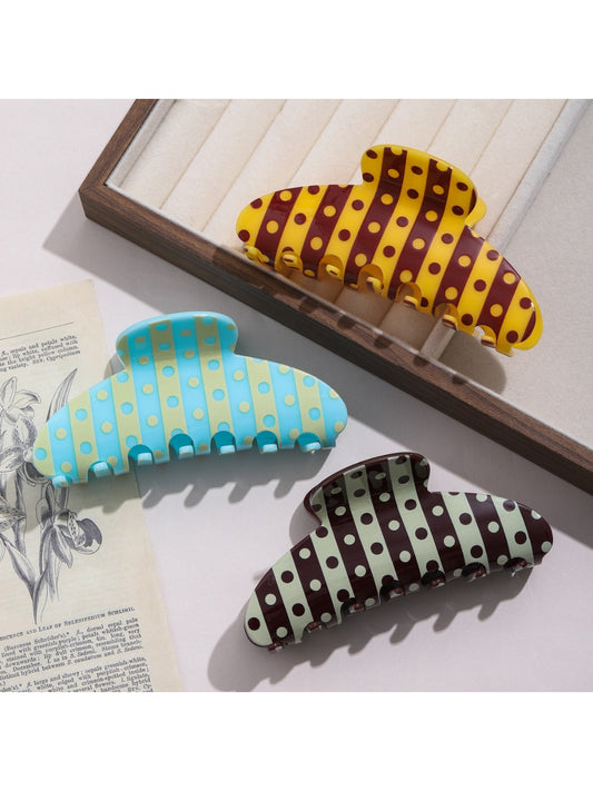 Beau - Retro Striped & Polka Dot Claw Clip