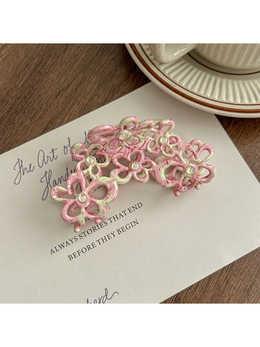 Beau - Openwork Flower Acetate Hair Claw Clip