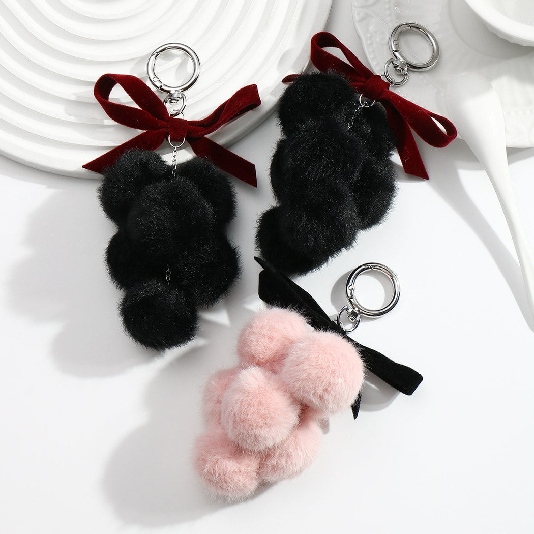 Keypus - Cute Bow Pom Pom Detail Keychain