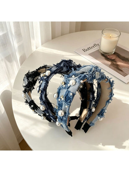 Gifty - Denim Look Knotted Bow Detail Headband