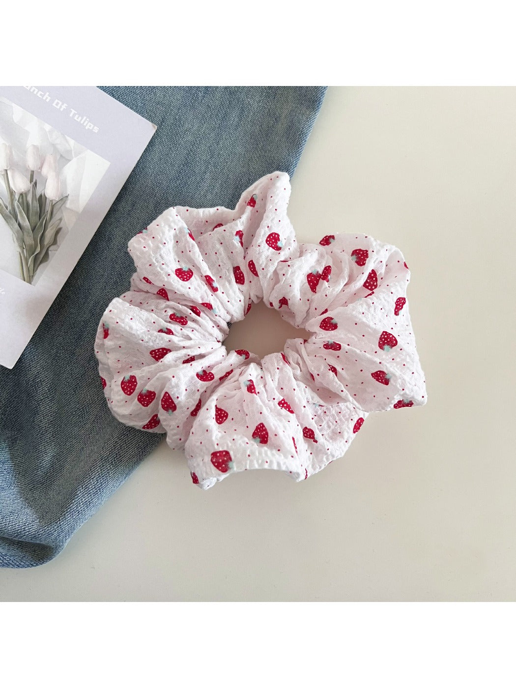 Gifty - Strawberry Polka-Dotted Spiral-Shaped Hair Tie