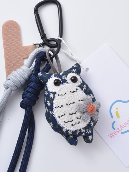 Keypus - Cute Navy Blue Owl Keychain