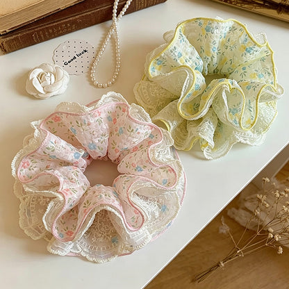 Gifty - Polyester Floral Print Ruffle Scrunchie
