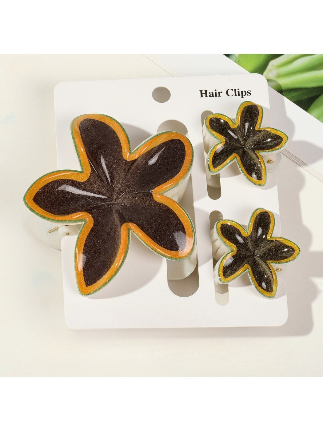 Beau - 3 Pack Plumeria Hair Clips Set