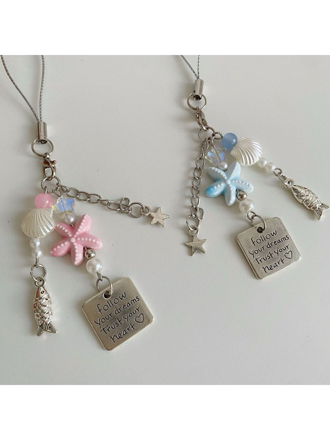 Keypus - Ceramic Starfish Fish Detail Beaded Phone Charm