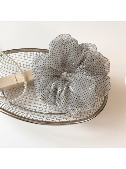 Gifty - Polka Dot Mesh Ruffled Ponytail Scrunchie