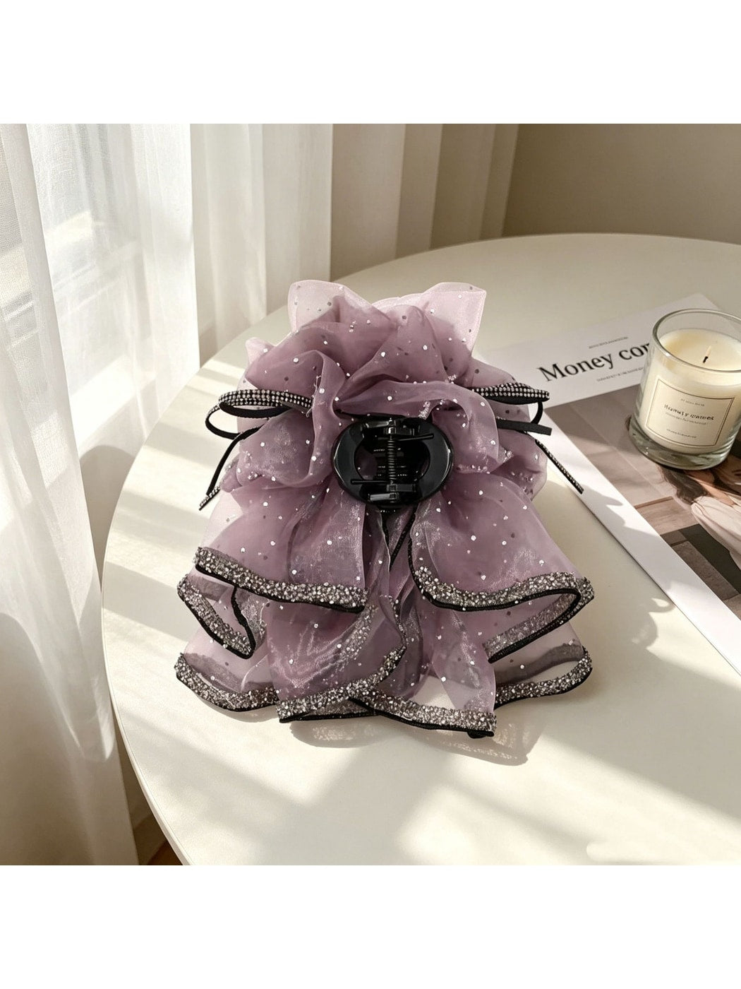 Beau - Layered Mesh Bow Decorative Fashion Claw Clip