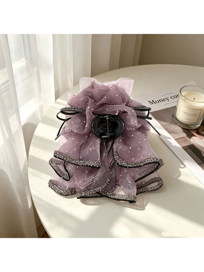 Beau - Layered Mesh Bow Decorative Fashion Claw Clip