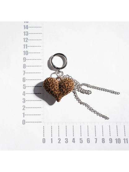 Keypus - Leopard Print Heart Shaped Bow Keychain