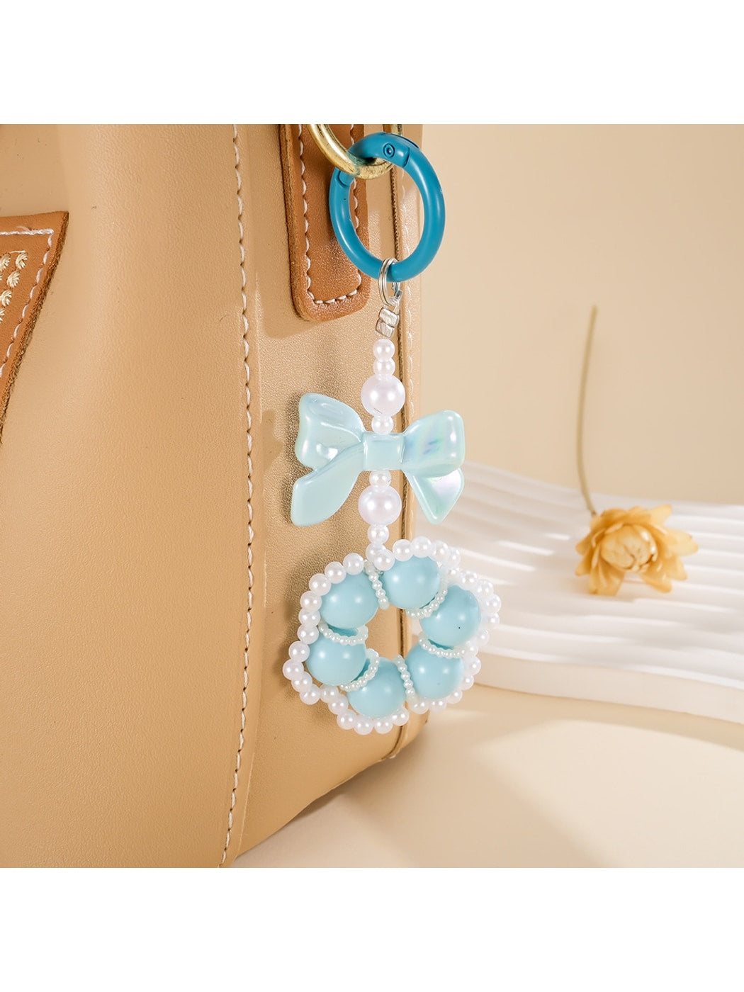 Keypus - Beaded Flower Bow Bag Charm Keychain