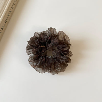 Gifty - Ruffled Flower Print Polyester Hair Scrunchie