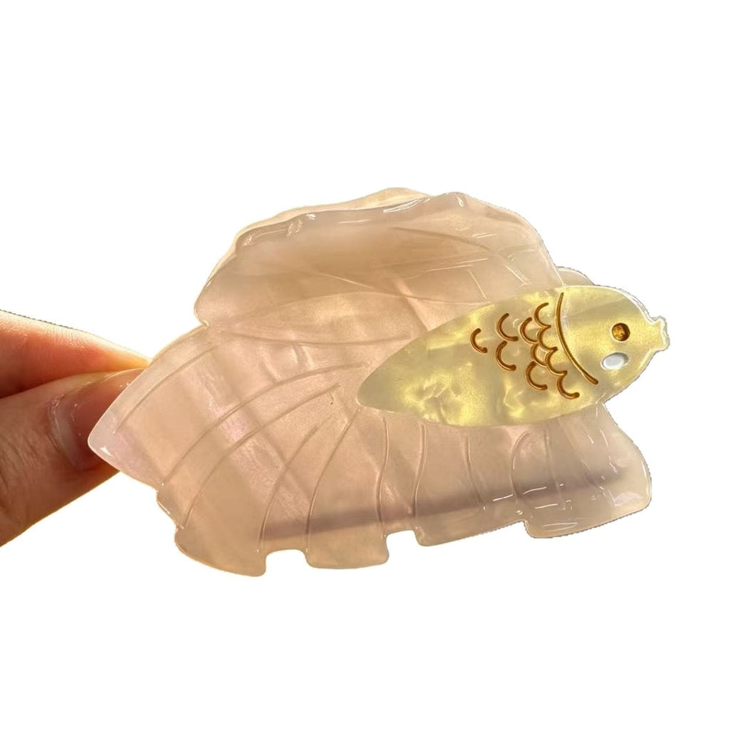 Beau - Playful Fish Motif Acetate Claw Clip