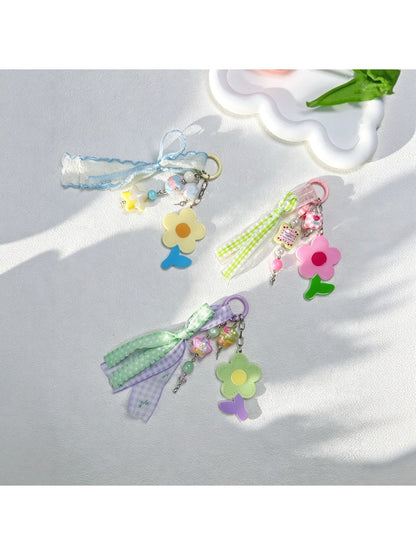 Keypus - Double-Sided Flower Beaded Keychain Charm