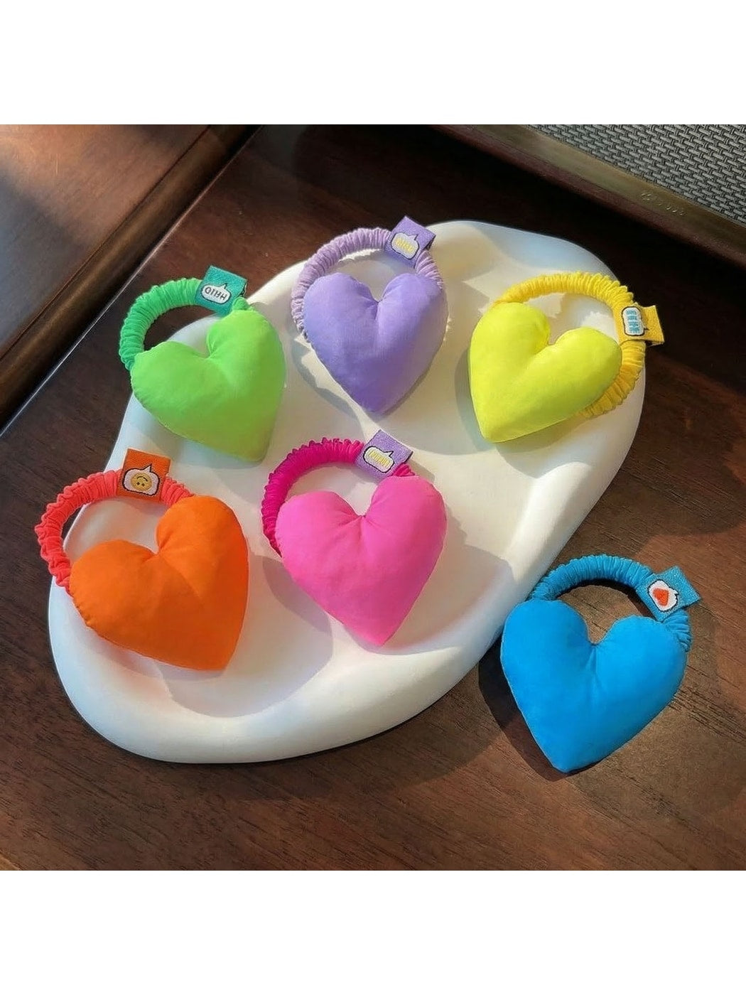Gifty - Padded Heart Polyester Fabric Hair Tie