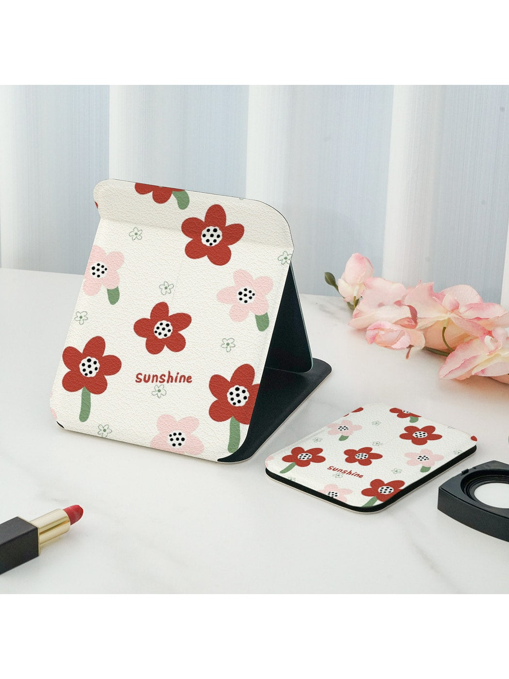 Mirroray - Floral Print Portable Folding Vanity Mirror