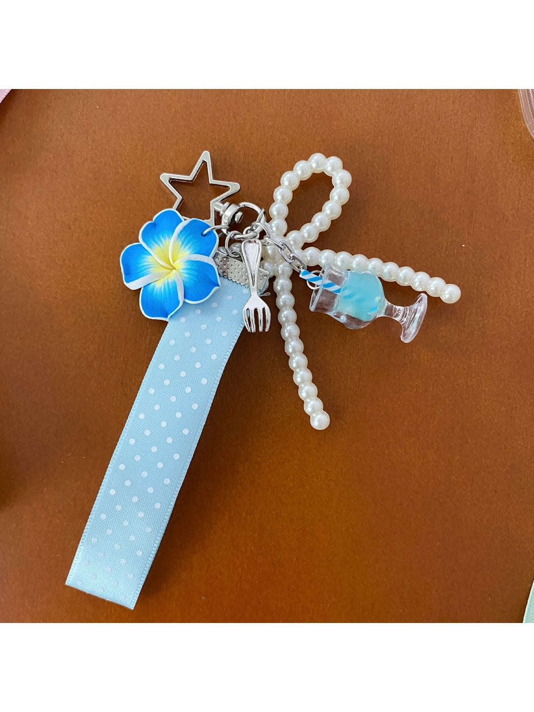 Keypus - Plumeria Bow Ice Cream Accent Bag Charm Keychain
