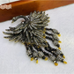 Brovia - Bird Form Rhinestone Dangle Accent Brooch