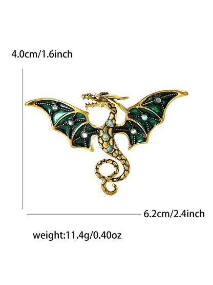 Brovia - Rhinestone Dragon Curled Tail Brooch Pin