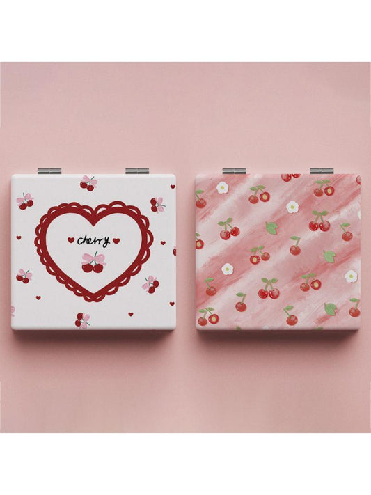 Mirroray - Cute Cherry Pattern Square Compact Mirror