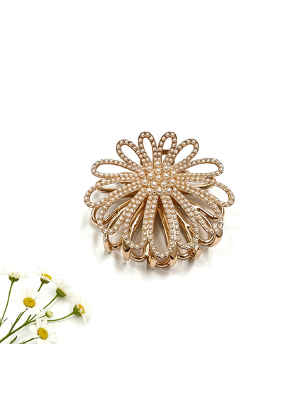 Beau - Petal Shape Rhinestone Hair Claw Clip