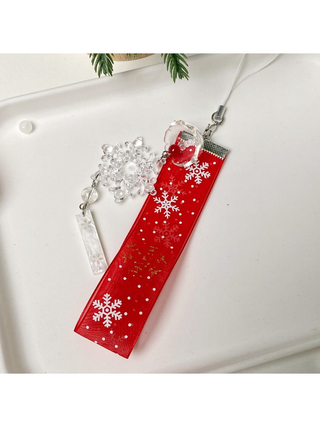 Keypus - Christmas Snowflake Ribbon Bag Charm Keychain