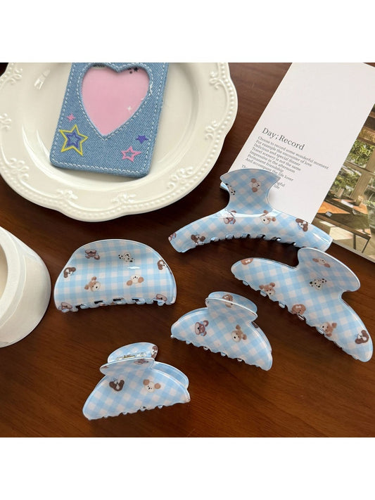 Beau - Bear Gingham Acetate Sheet Claw Clip