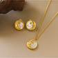 Earedge - Geometric Moon Detail Alloy Earrings
