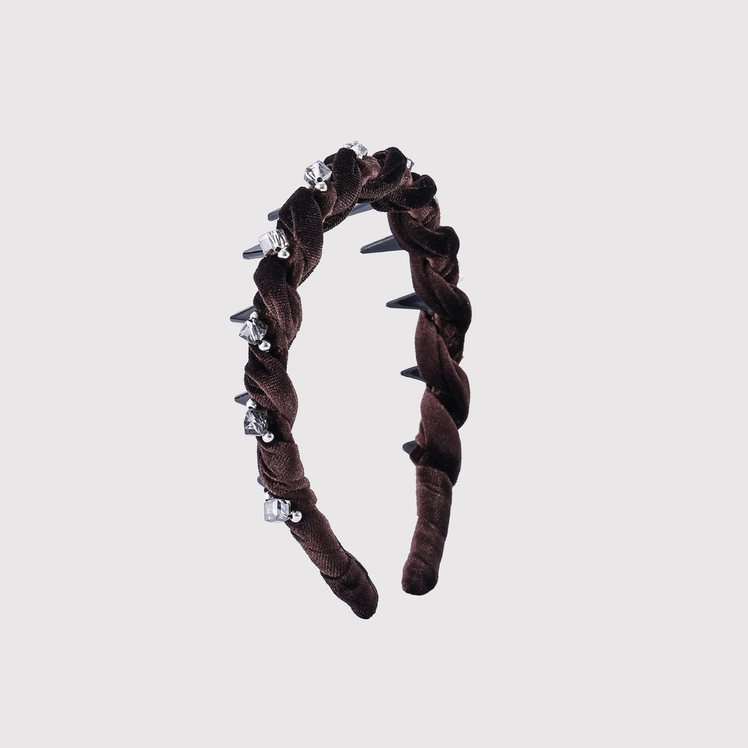 Gifty - Coffee Color Velvet Look Teeth Headband