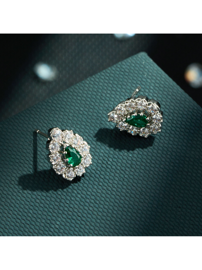 Earedge - Rhinestone Teardrop Micro Inlaid Stud Earrings