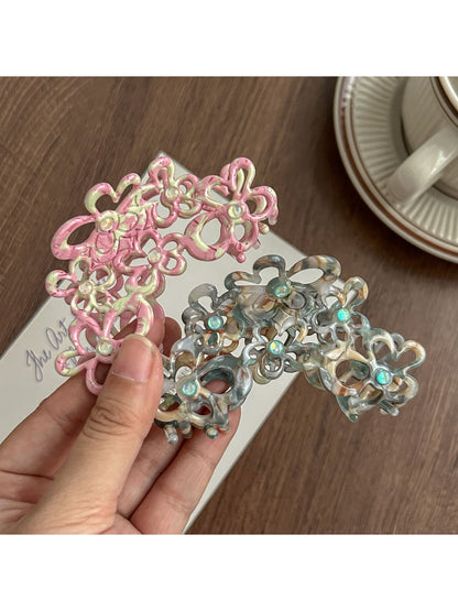Beau - Openwork Flower Acetate Hair Claw Clip