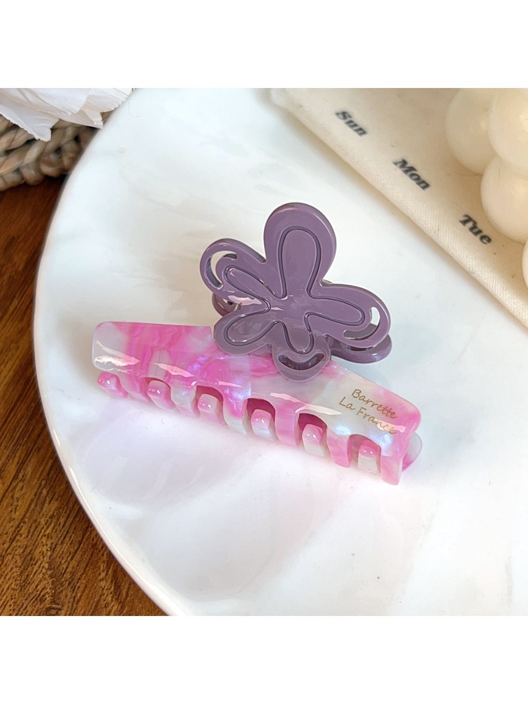 Beau - Floral Acetate Fiber Straight Claw Clip