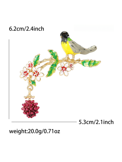 Brovia - Sweet Style Bird Accent Alloy Brooch