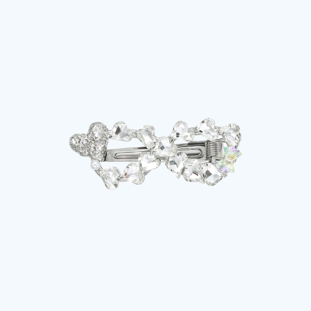Beau - Cute Oval Sparkle Heart Accent Hair Clip