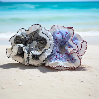 GIFTY - Double-Layer Ruffled Gingham Scrunchie