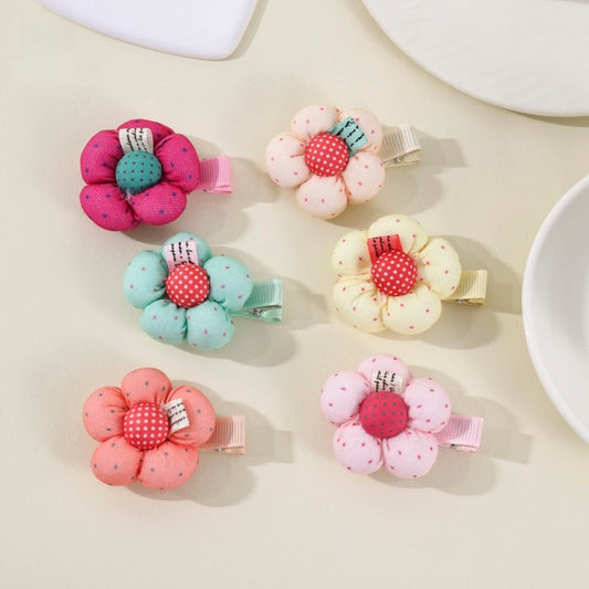Beau - Sweet Polka Dots Floral Design Side Barrette