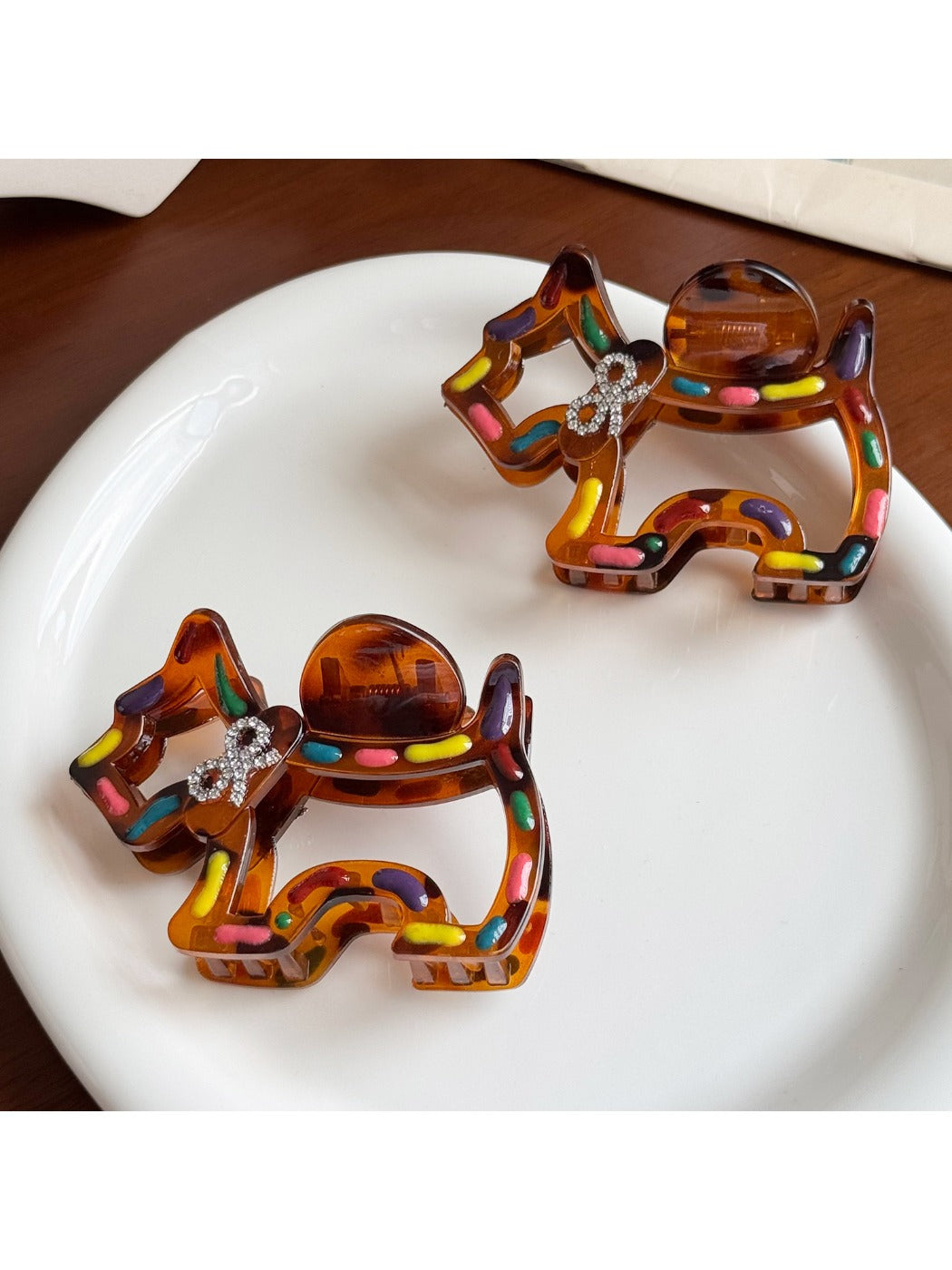 Beau - Colorful Line Puppy Minimalist Hair Clips