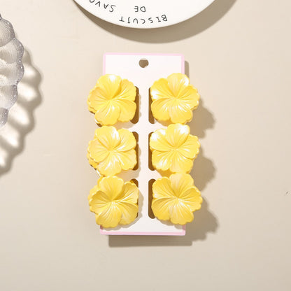 Beau - Glossy Floral Plastic Alloy Claw Clip Set