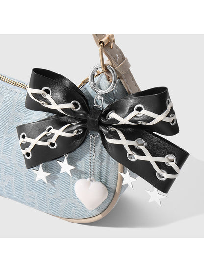 Keypus - Grommet Bow Faux Leather Bag Charm Keychain
