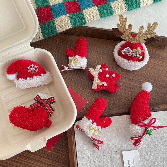 Beau - Red Christmas Theme Bow Detail Hair Clip