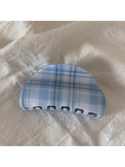 Beau - Plaid Acrylic Semi Circle Hair Claw Clip