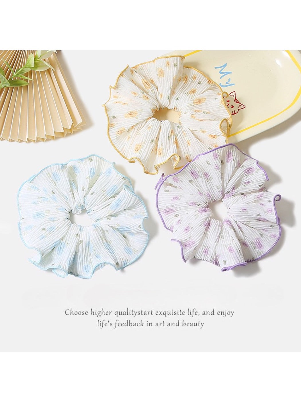 Gifty - Floral Chiffon Double Layer Scrunchie