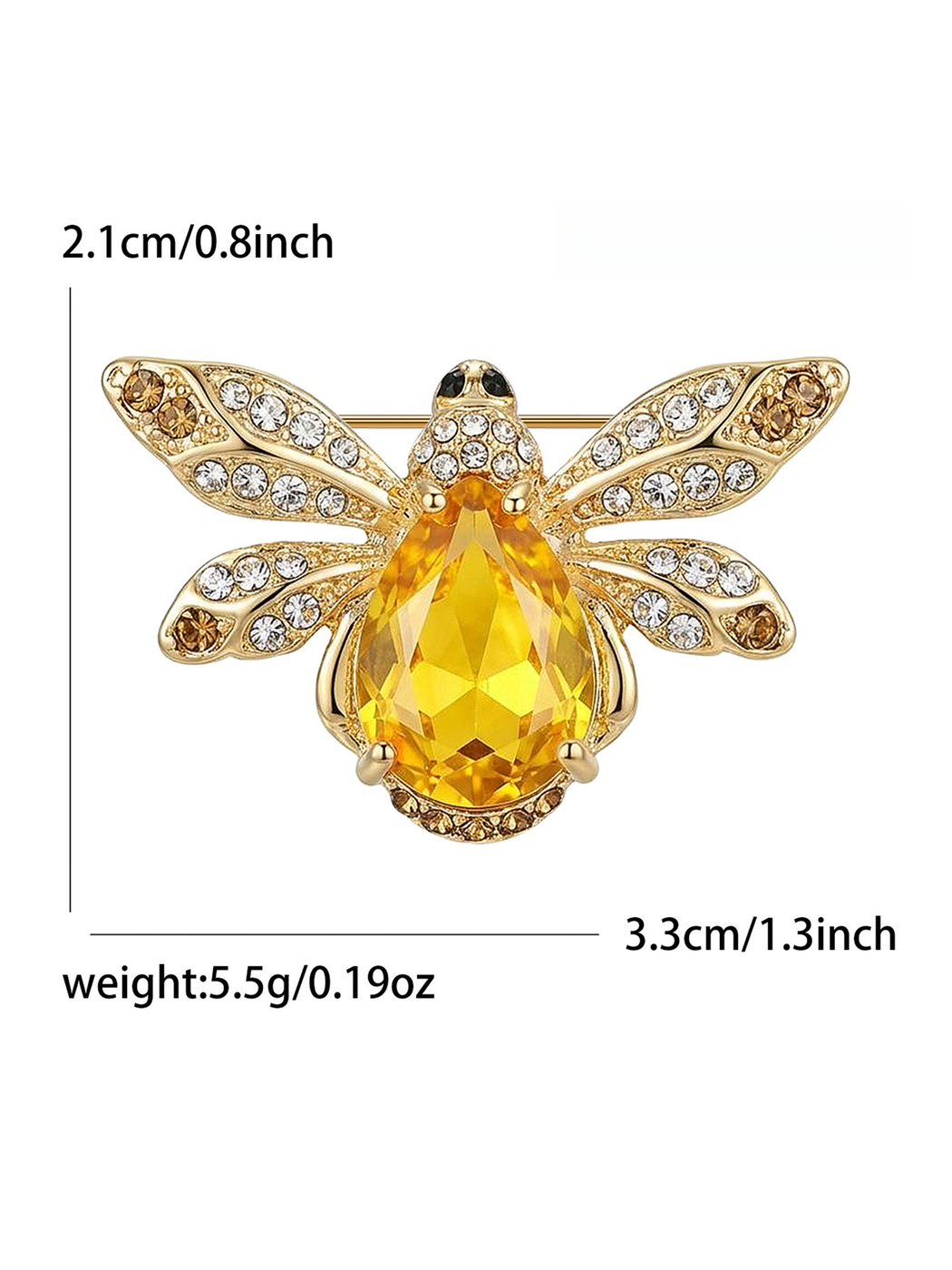 Brovia - Alloy Bee Accent Fashion Brooch Pin Accessory