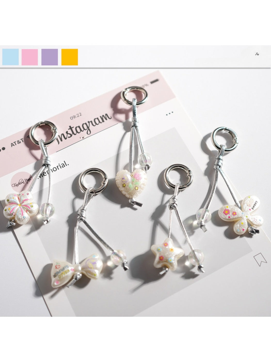 White style cute Keypus keychain with a smiling face design