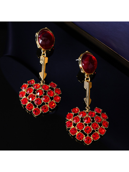 Earedge - Vintage Heart Drop Stud Earrings