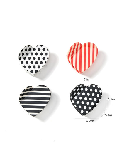 Beau - Polka Dot Heart Acetate Fiber Claw Clip