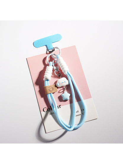 Cloud and star keychain displayed alongside other colorful accessories