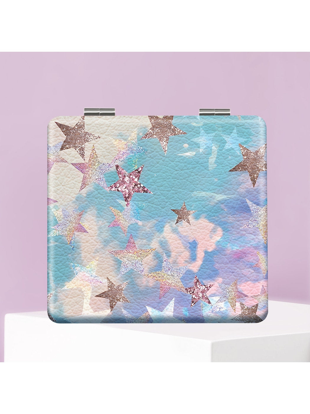 Mirroray - Glitter Star Pattern Square Folding Makeup Mirror